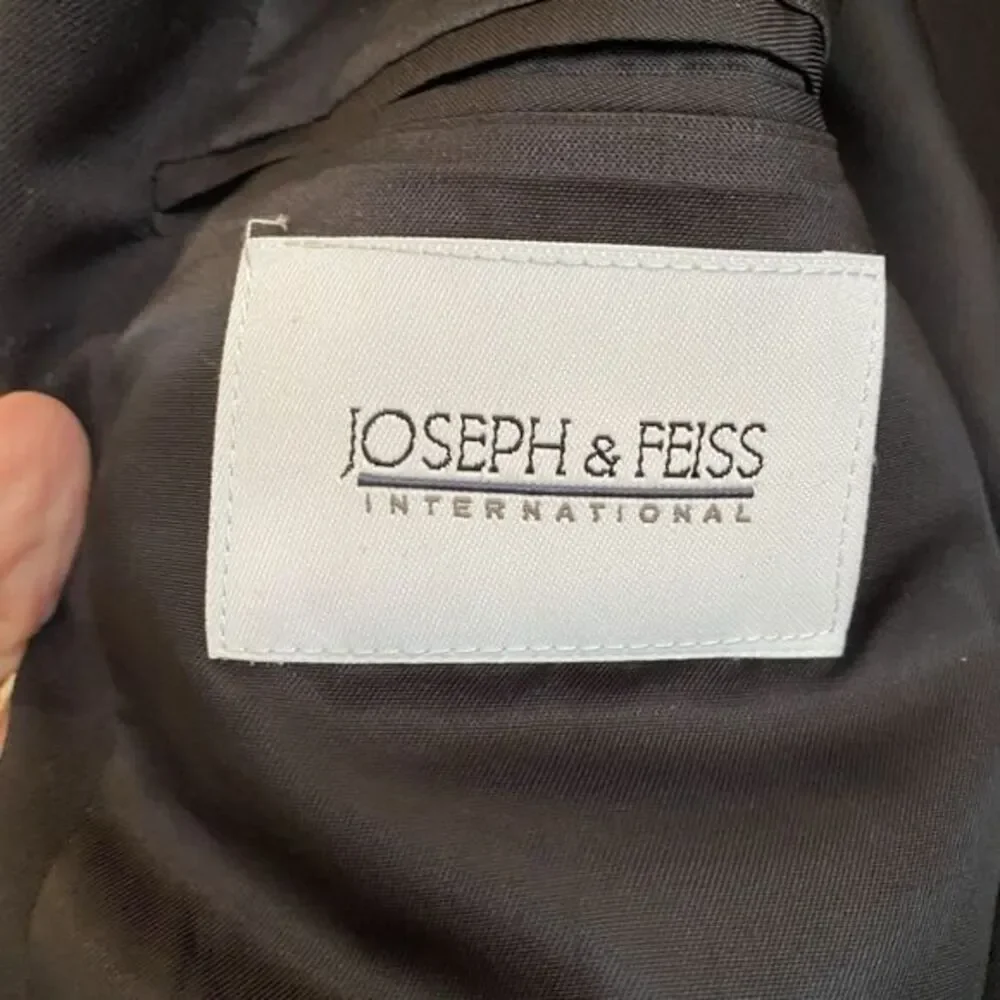 Joseph Feiss‎ International Men Navy Gold 100% Wool Blazer Sport Coat 42 Tall